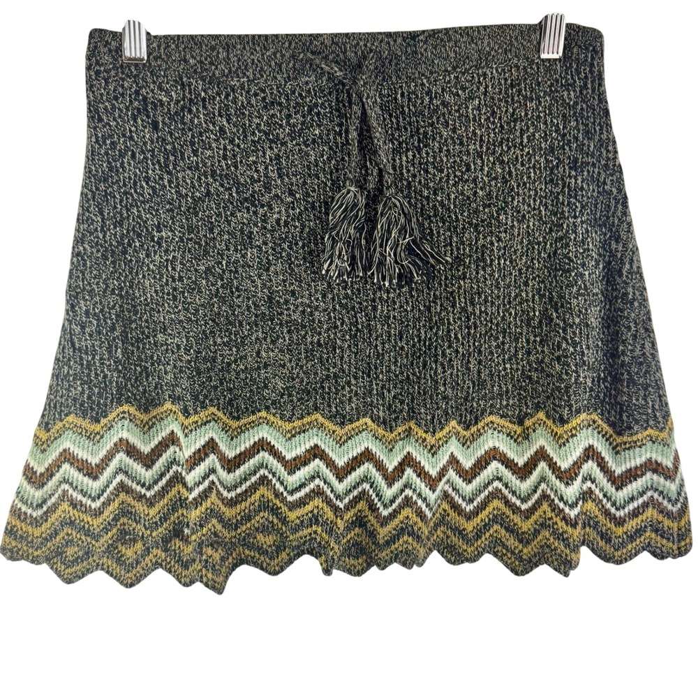 Vintage Urban‎ Outfitters Ecote Marled Knit Chevron Mini Skirt Green Medium y2k